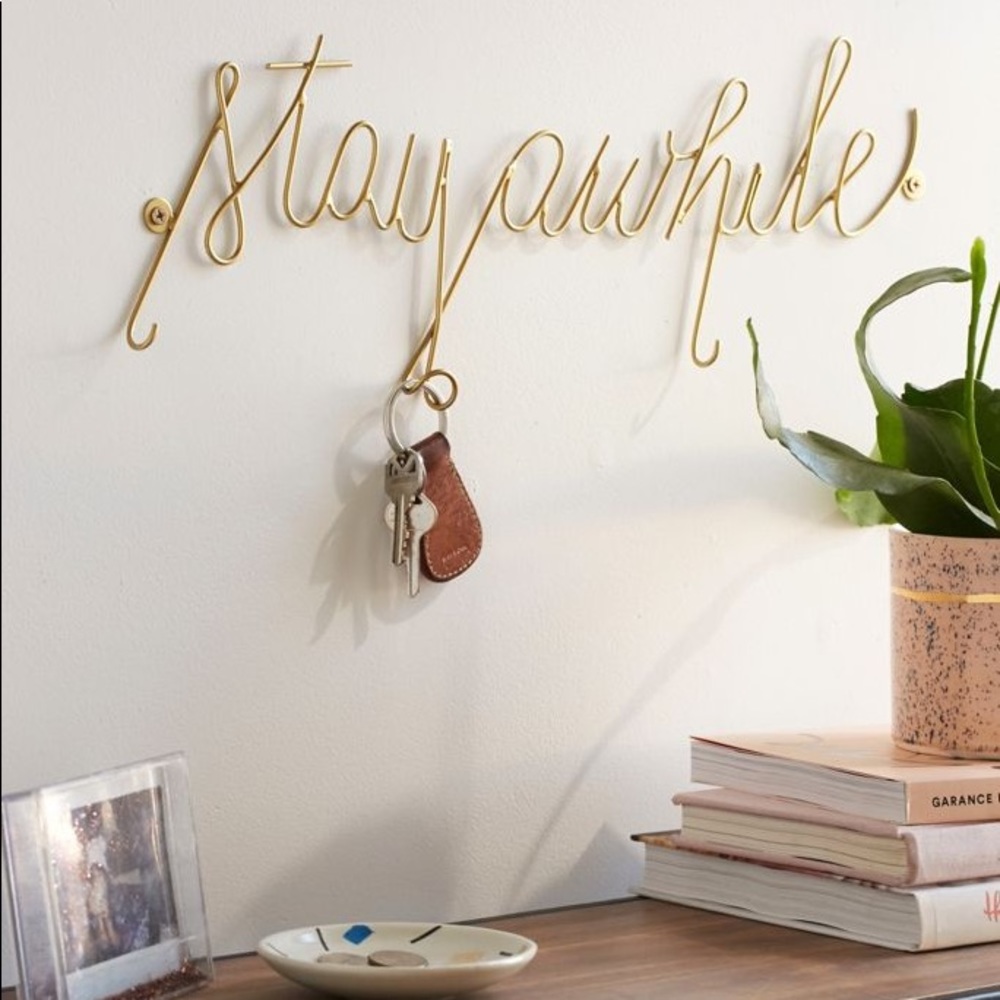 Stay Awhile Metal Sign and Hook
